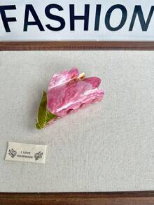 1件套亚克力花朵发夹 - 郁金香、百合、玫瑰发饰，创意独特绿叶发夹，可爱银杏叶发圈装饰，优雅发爪，女士发爪，休闲发夹，优雅发爪夹 - 彩色 - 查看 14