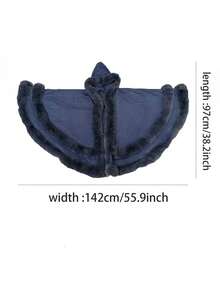 一件优雅纯色仿兔毛领连帽针织斗篷披肩，时尚百搭，加厚保暖宽松开衫外套，适合日常穿着，秋冬季节也可搭配连衣裙。 - 黑色 - 查看 4