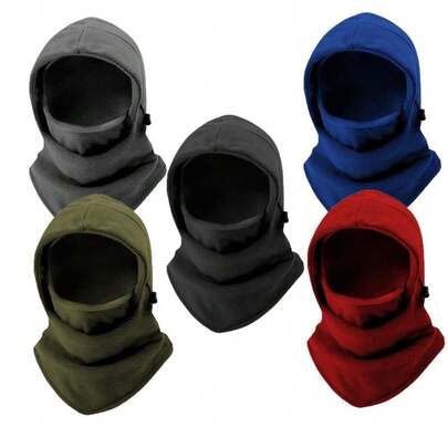 Comfortable Knitted Windproof Hat With Neck Gaiter - Lightweight Warm Ski Cap, Drawstring Closure For Outdoor Enthusiasts