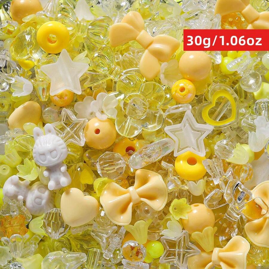 Yiwu Qiyou Accessories Co., LTD 30g/1.06oz 1-3cm Random Mixed Acrylic Beads, Suitable For Making Women's Bracelets, Necklaces And Phone Chains
