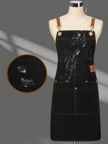 1pc Thickened Canvas Apron,Waterproof Apron And Oil-Proof Apron With Pockets,Universal Apron For Women And Men,For Cooking Coffee Bar,Restaurant,Multipurpose Aprons Professional Kitchenwear - 彩色 - 查看 9