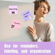 1/9 Cute Cat Sticky Note Set, 3 Inch X 3 Inch Black Cat Self-Adhesive Notes, Fun Sticky Note Set, Cat Stationery, Kawaii Sticky Memo Pad, Gift For Cat Lovers, Office Desk Decor, School Supplies - Multicolor - View 5