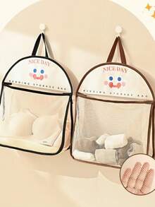 1/2pcs Hanging Mesh Laundry Bag, Breathable Washable Polyester Material, Can Store Underwear & Socks, Wall-Mounted Storage Basket, Suitable For Bathroom, Bedroom, Dorm, Space-Saving - Multicolor - View 3