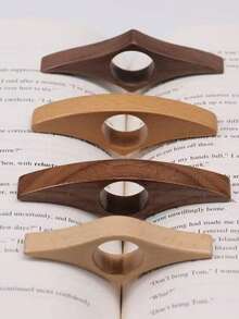 Minimalist Wooden Thumb Book Holder, Single-Hand Desktop Book Page Clip Reader - Log - View 2