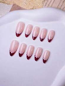 10 piezas de uñas postizas con forma de almendra hechas a mano con diseño de ojo de gato rojo y lunares. Presenta pequeñas decoraciones esféricas blancas hechas a mano, combinadas con puntas francesas pintadas a mano con ojo de gato rojo. Estas elegantes, románticas y minimalistas uñas postizas exudan un encanto sofisticado, sexy y lujoso. Perfectas para uso diario, citas, conciertos y ocasiones laborales ligeras, son un excelente regalo para mujeres y niñas. - Multicolor - Ver 4