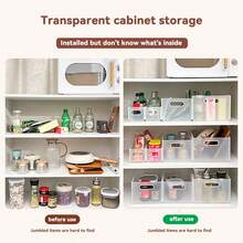 WORTHBUY 1/2/3件装多功能橱柜收纳盒，大容量透明塑料橱柜整理篮，可折叠拉出式储物箱，适用于零食、饮料和杂物，方便携带，节省空间，适合成人和学生在家、宿舍、厨房、办公室和户外野餐使用。