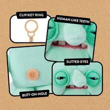 Spin Master X 授权 5 英寸毛绒钥匙扣，//小蜗/章鱼哥/痞老板谢尔顿，滑稽丑陋的怪物毛绒玩具，长着类似人类的牙齿，适合儿童、青少年、成人以及喜欢怪异毛绒玩具的粉丝收藏的包包挂饰