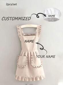 1pc Customized Printed Stylish Apron, Women's Elegant Customized Printed Apron, Waterproof And Stain Resistant, Apron Cute Lace Skirt Apron, Black Stain Resistant Apron, Sleeveless Apron, For Home, Kitchen, Nail Shop, Cooking, Baking, Nail Salon, Women Work Uniform, Coffee Smock, Home Cooking Clean Sleeveless Bib Apron, Multi-Functional, Ornamental, Breathable, Cute, Soft, Adorable, High-Quality, Vintage, Custom, Her, School Students, Girlfriend, Daughter, Kitchen, Warm Ambience,Xmas Decoration,Elegant Living ,Travel Organizer - Multicolor - View 8