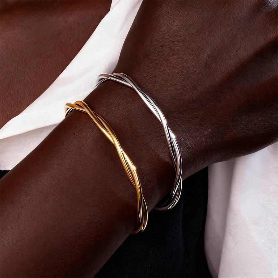 Stainless Steel Infinity Bracelet For Women, Adjustable Twisted Bangle, Suitable For Daily Wear, Eternal Love Jewelry Gift - B327 - View 1