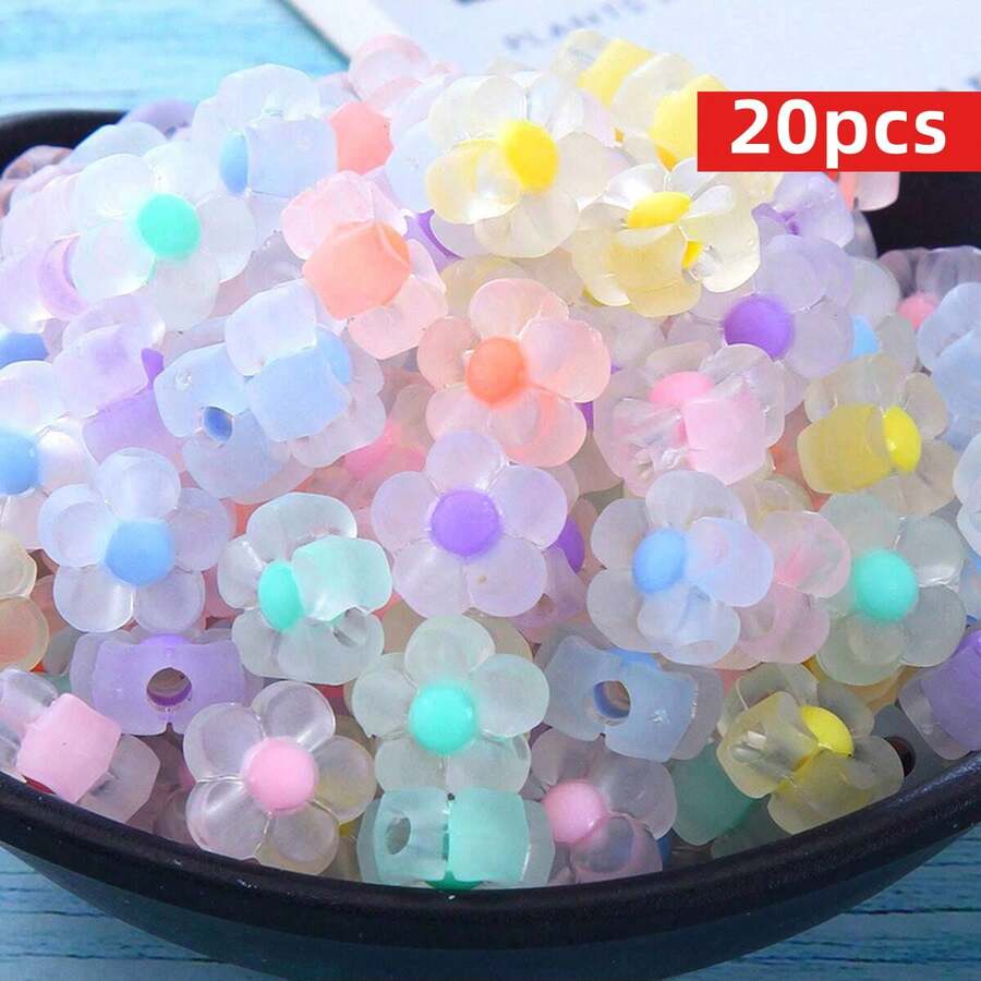 Yiwu Qiyou Accessories Co., LTD 20pcs 12mm Mixed Color Acrylic Flower Beads, Suitable For Bracelet, Earring, Scrapbooking And Other DIY Crafts - Multicolor - View 1