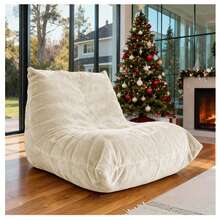 SANAE Adult-Sized, Super-Large Bean Bag Chair (Available In 4 Colors) With Memory Foam Filling, Faux Fur-Like Casual Chair, Ergonomic Design, New Model Shaped Sofa, Suitable For Gaming, Reading, Relaxation, And As A Large Decorative Sofa That Doesn't Require Assembly.Stuffed BeanBag Floor Sofa For Napping, Gaming, Lounging, Beige - Beige - View 10