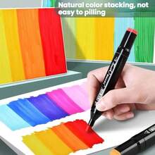 24/36/40/48/60/80/100/120/168/204色双头马克笔，美术绘图马克笔，带笔架和便携包，手绘设计笔套装，专业美术用品，文具礼品，圣诞节和生日礼物 - 彩色 - 查看 2