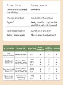 OBOVAY 1个家用手持式三速电动打蛋器，无线充电，小型自动可调齿轮打蛋器，800mAh - 彩色 - 查看 5
