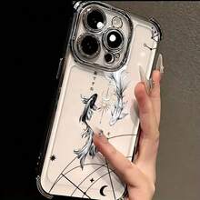 16、15、14、13、12、11 Pro、X、XR、XS、8、Plusと互換性のあるミニマリスト陰陽鯉のYUのスマホケース - 耐衝撃性のある透明なソフトジェル保護するするカバー、日常使用、ミニマリストデザイン、しなやかな保護カバー、耐久性のある材料。 "ユーザー、テクノロジー家向けのクリスマス秋の電話17ハロウィンアクセサリー" - シルバー - チェックする 6