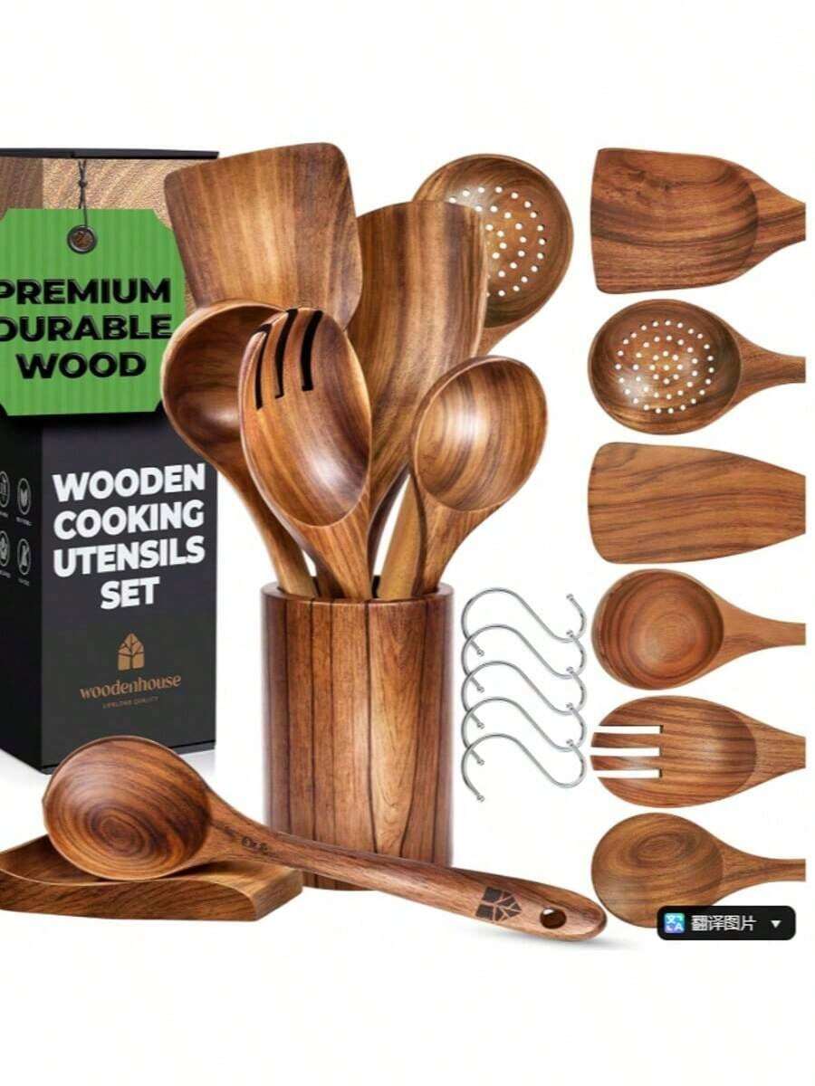 Durable Wooden Spatula, Comfortable Grip - Easy To Clean - Random Color - View 1