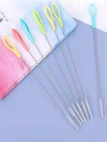 10pcs/Set Stainless Steel Thicker & Longer Straw Cleaning Brushes, Nylon Material, Suitable For Baby Bottles, Water Bottles, Glass Tubes, Kitchen, Bathroom And Home Use - Multicolor - View 9