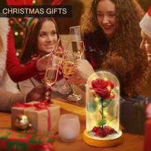 zxr Cúpula de Cristal con Rosa encantada para Siempre diseño de  Rosa Flower con Luces LED Regalos Románticos para Navidad Novia San Valentín Mujeres Día de La Madre Rojo-002125 - Transmisión002 - Ver 2