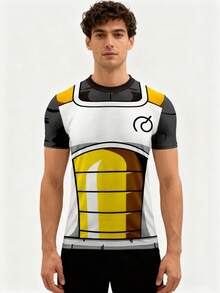 Men's High-Stretch 3D Printed Compression Shirt - Quick-Dry, Breathable Polyester, Short Sleeve Crew Neck For Sports & Casual Wear - Ideal For Running, Training, Basketball - Summer Essential With Unique Astronaut Design - 混合色 - 查看 3