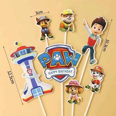 7pcs/9pcs Paw Patrol Cake Topper Set! Includes Paw Patrol Leader (Chase) Figure - Boys Birthday Party Supplies And Toys, Complete Cake Decorations And Paw Patrol Fan Gifts!