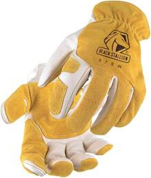 Revco Black Stallion 97SW - Guantes de piel para hombre y mujer, con palma reforzada, correa elástica, - Amarillo/blanco - Ver 8