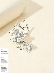 1 Stück eleganter, zierlicher L-förmiger Nasenring-Stecker aus Edelstahl in Gold-/Silberton mit AAA+ CZ Blumen- und Tropfendesign für Damen - ideal für den täglichen Gebrauch und Partys - Gold + Silber - Übersicht 7