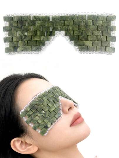 INYUSUN 1pc Jade Eye Mask, Cooling Jade Eye Patch Massager, Jade Eye Patch, Eye Massager, Portable & Practical Relaxation & Sleep Aid Eye Massager, Facial Care Eye Mask, For Use During Sleep