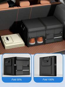 Hộp đựng đồ trong cốp xe ô tô có thể gập lại, dung tích 60L - Có nhiều ngăn, mở một bên, có dải phản quang, chất liệu vải Oxford bền chắc, phù hợp cho cắm trại, du lịch và sử dụng hàng ngày, hộp đựng đồ dung tích lớn trong cốp xe ô tô. - Một cỡ - Xem 4