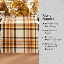 Home Fashions Russet - Mantel de algodón Tela a Cuadros para otoño/Acción de Gracias, Rectangular de 60 x 102 Pulgadas(13"x70" multi) - Multicolor - Ver 3