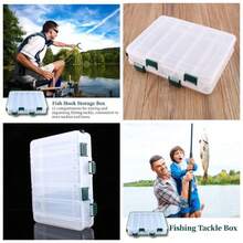 Double Sided 12 Compartments Fishing Lures Spoon Hooks Baits Hook Tackle Beads Plastic Storage Box Case - Transparente - Ver 1
