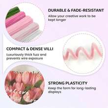1 pachet de accesorii florale pentru artizanat, tulpini de chenilă, potrivite pentru ambalarea buchetelor de flori DIY, decorațiuni pentru petreceri (roz). Buchete DIY (lalele, buchete de mireasă), cadou ideal, cadou de Ziua Îndrăgostiților - Multicolor - Vizualizare 6