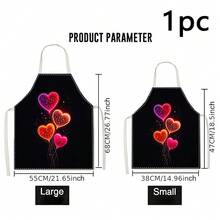 1pc Heart Pattern Printed Apron, 100% Polyester, Sleeveless, Neck Strap Design, Suitable For Cooking, Baking And Entertainment, Great For Home, Restaurant, Party, Outdoor BBQ, Baking Apron | Vibrant Apron | Polyester Apron | Printed Apron - Multicolor - View 10