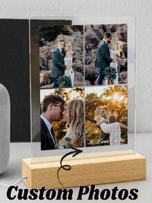 1pc Custom Couple Collage Photo Led Night Light, Personalized Acrylic Night Light With Photo & Text, Custom Photo Lamp, Personalized Photo Collage LED Light, Couple Picture Frame, Personalized Photo Collage Gift, Bedroom Night Light, Birthday Gift, Couple Gift, Unique Wedding Gift, Anniversary Gift For Winter - Night Light - View 6