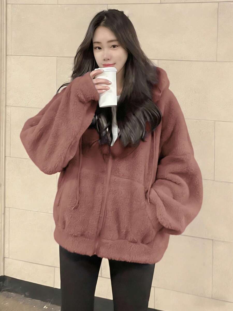 抽繩連帽衛衣款毛絨外套，百搭 歐美YK2風時尚休閒百搭女式連帽保暖開衫毛絨上衣 甜辣風夾克高級感保暖秋冬新款街頭學院風舒適溫暖毛絨外套女士長袖上衣 春秋季上新外出上衣 棉質女士上衣 女式街頭服飾運動溫暖女裝 休閒的毛絨上衣 春秋季上新外出上衣 棉質女士上衣 女式街頭服飾invierno，plumifero mujer，anorak de mujer，abrigos mujer de invierno>elegante，plumas mujer abrigo，μπουφάν，winterjas，bodywarmer，abrigo，giubbotto donna invernale curvy，outout capodanno，純色，時尚版女式上衣，寬鬆版女式上衣 - 紫色 - 查看 1