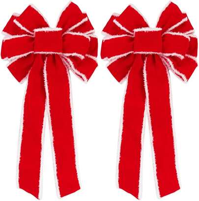 KFJBPB 1 Pack Large Christmas Bows 10.5\U201DX20.5\U201D,  Bows Christmas Tree Topper Bow For Wreath Holiday Xmas Home Front Door Decorations (1)