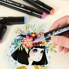 Bộ bút dạ hai đầu 24/36/40/48/80/100/168/204 màu, bút vẽ nghệ thuật kèm giá đỡ và túi đựng, bộ bút viết chữ nghệ thuật chuyên nghiệp, đồ dùng văn phòng phẩm, quà tặng Giáng sinh & Sinh nhật. - Nhiều màu - Xem 7