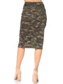 Women's Stretch Knitted Camo Moto Knee Length Pencil Skirt  Casual    Daily - Camo - 查看 4