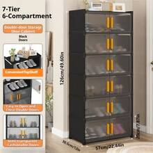 3/4/5/6/7 Tier Shoe Rack, Suitable For Wardrobe, Plastic Shoe Rack, Shoe Storage Box, Stackable Transparent Door Shoe Box, Easy To Assemble Shoe Cabinet, Accessories For Living Room Entryway, Bedroom And Dorm, Storage And Organization. Kitchen Storage Shelf, Living Room Toy Rack, Bedside Cabinet, Christmas Gift, Storage Box - Multicolor - View 13