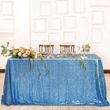 QueenDream 60x102 Inch sequin tablecloth for wedding and party decor-Silver(228.6 x 335.3 cm (Rectangular) Azul bebé) - Multicolor - Ver 7