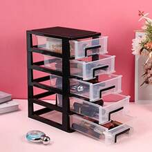 Cabilock 5-Tier Plastic Drawers Storage Unit Clear Craft Storage Drawer Unit Small Organiser Bins For Office Stationery Makeup Organization - As Pic - View 2