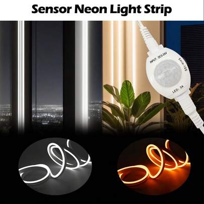 USB-Powered Sensor Neon Light Strip. Available In Warm Light Or White Light. Comes With Clips For Easy Installation. Suitable For Bedrooms, Living Rooms, Stairs, And More.