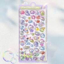 1张3D立体浮雕贴纸，新款卡通水晶环氧树脂浮雕贴纸，动物女孩奖励，新年礼物，情人节礼物，复活节礼物 - 彩色 - 查看 4