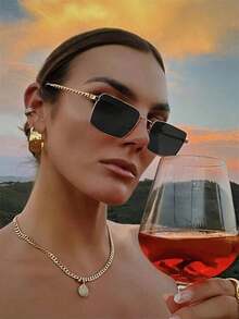 1pc Differentiated Avant-Garde Fried Dough Twists Leg Personalized Fashion Swing Fashion Glasses Square Fashion Glasses Back To School Wear Preppy - Multicolor - View 8