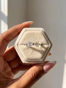 1pc Elegant Sparkling Cubic Zirconia Bow Knot Ring, 925 Sterling Silver, Women's Engagement, Wedding, Bridal Jewelry, Anniversary, Birthday Gift