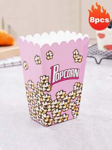 3pcs Striped Paper Popcorn Boxes, Blue, Pink, White - Suitable For Party Favors, Valentine's Day Party, Home Decor, Home Gifts - Multicolor - View 23
