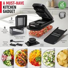 Mueller Pro-Series 10-In-1, 8 Blade Vegetable Chopper, Mandoline Slicer, Onion Mincer, Cutter, Dicer, Veggie Chopper With Container, Kitchen Essentials & Gadgets, House Warming Gifts New Home, Black - 黑色 - 查看 7