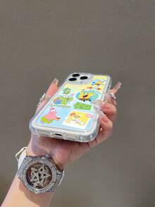1pc Cartoon Gradient SpongeBob SquarePants & Ugly Fish Pattern Shock-Proof Breathable Phone Case Compatible With Samsung/Compatible With IPhone 17/16/15/14/13/12/11 Pro Max/12 Pro/14 Plus And Other Models - Multicolor - View 6