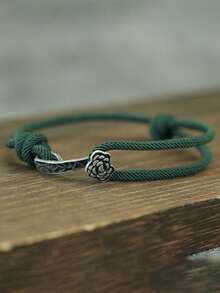 时尚手工编织绳可调节手链 复古黑色如意幸运手链 男女通用臂环饰品 - 如意手繩手鍊 - 查看 2