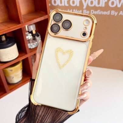 1pc Fashionable Gradient/Electroplated, Luxury, Four-Corner Anti-Drop, Minimalist Colorful Dot Heart Pattern Phone Case, With Lens Film To Better Protect Camera, Compatible With Apple 11/12/13/14/15/16/17 17pro/17promax/Galaxy A16 A54 A53, Apple 16 Pro Max, Infinix Smart 7, Infinix Smart 8/Infinix Hot 40i, Spark 20, Spark 2024