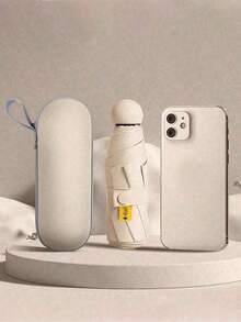 1pc Lightweight Portable Solid Color Umbrella, 6-Rib Compact Folding Umbrella, Waterproof, Windproof, UV Protection, Suitable For Sunny And Rainy Days, Minimalist Style For Men And Women, Household Essential,Women's Day,Travel Essentials,Wedding Favours,Y2k,Bedroom,Car Accessories Women,Kitchen Decor - Multicolor - View 2