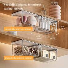 6pcs Expandable Under Cabinet Storage Boxes With Hanging Mounts - Minimalist Bathroom Organizer Drawers, Holds Makeup Pads, Lipsticks, Cotton Swabs | Sliding Mirror Cabinet Drawers, Cosmetic Storage Boxes, Extendable Bathroom Shelf | Organize Vanity Countertop - Multicolor - View 5